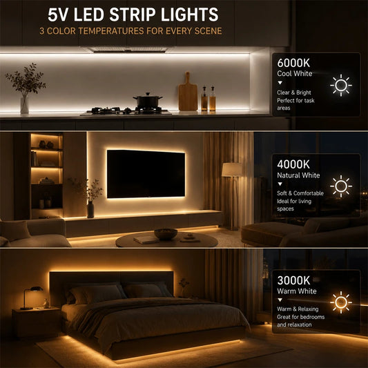 5V USB COB LED Strip Light with Touch Dimming | ৫V USB COB LED স্ট্রিপ লাইট টাচ ডিমিংসহ
