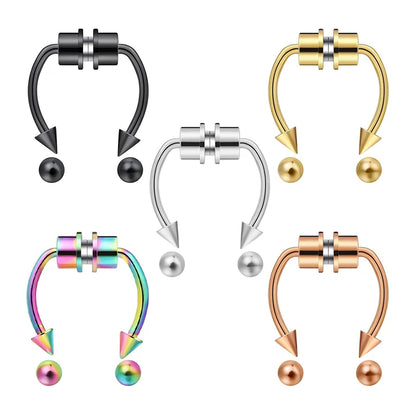 Magnetic Non Pierced Nose Ring Stainless Steel Horseshoe Hoop 2 Or 5 Pcs