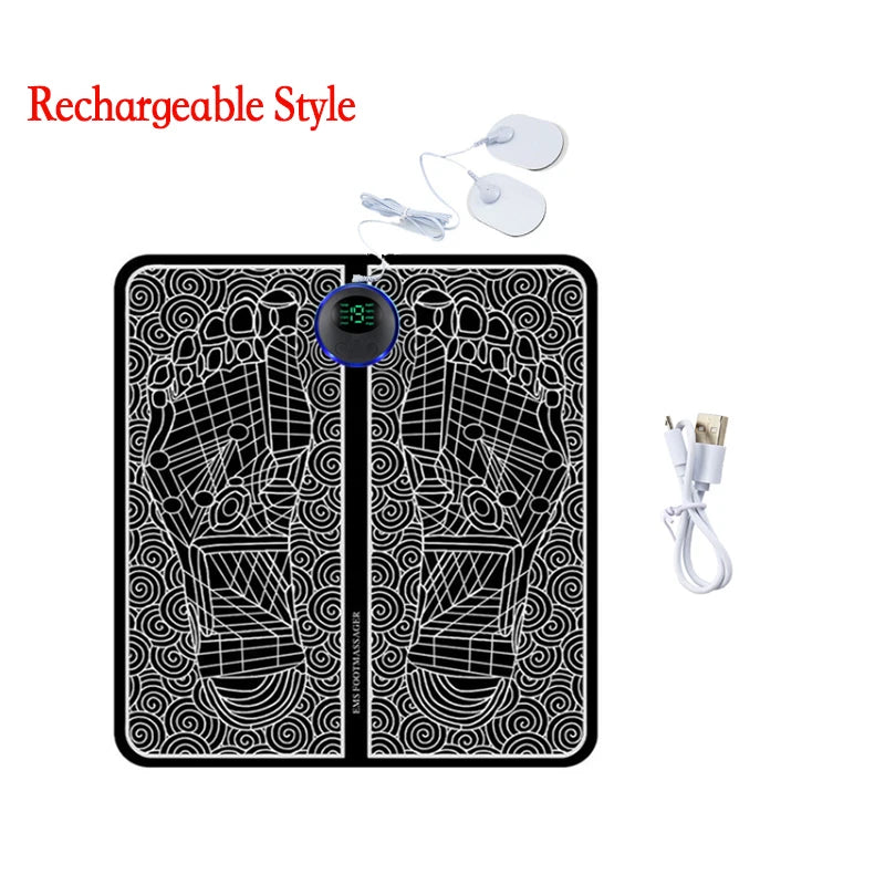 Remote Controller Rechargeable EMS Foot Massager Pad, Portable Electric EMS Muscle Stimulation Massage Mat Relief Pain Relax