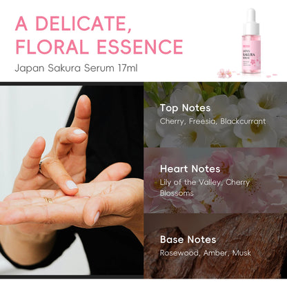 LAIKOU Japan Sakura Serum 17ml Tighten Pores Moisturizing Balance Skin Tone Brightening Facial Essence