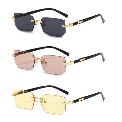 Rimless Sunglasses Rectangle Fashion Popular Women Men Shades Small Square Sun Glasses For Female Male Summer Traveling Glasses
