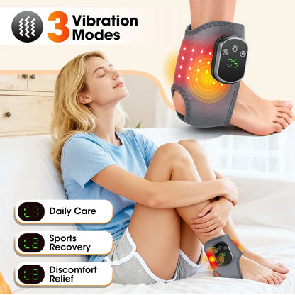 Red Light Ankle Brace 5 Heat Levels 3 Vibration Modes 40 LEDs Infrared Warmth Wrap 1800mAh Rechargeable Ankle Recovery Care