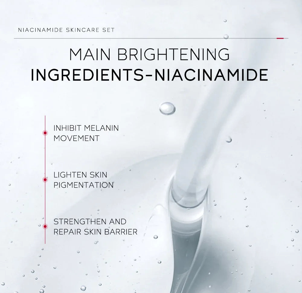 LAIKOU PRO Niacinamide Radiant Skin Care Set -Low PH Cleanser , Moisturizing Toner , Deep Nourishing Serum - Rejuvenate Cream
