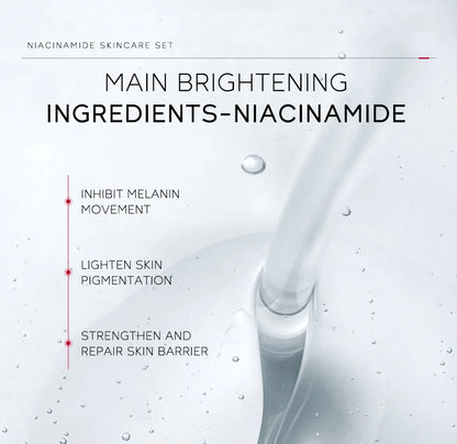 LAIKOU PRO Niacinamide Radiant Skin Care Set -Low PH Cleanser , Moisturizing Toner , Deep Nourishing Serum - Rejuvenate Cream