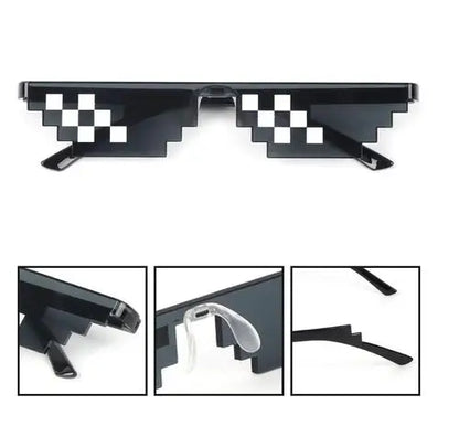 2Pcs Mosaic Sunglasses Cool Party Vintage Shades Eyewear For Men Pixelated Sunglasses Funny Women Glasses