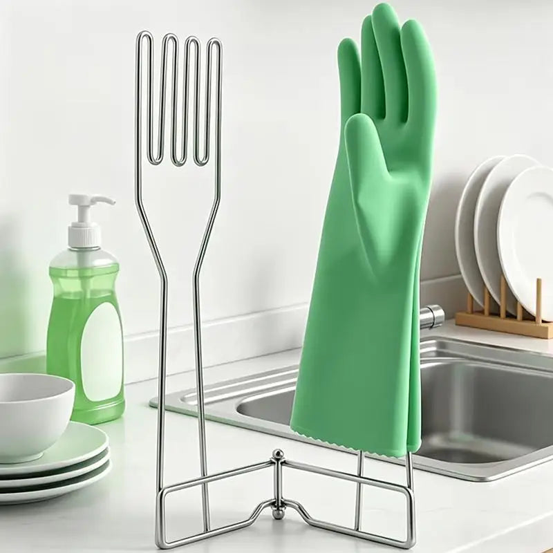 Kitchen Glove Holder, Foldable Kitchen Vertical Glove Support Multi-Purpose Glove Drain Rack Storage And Drying Both Handled