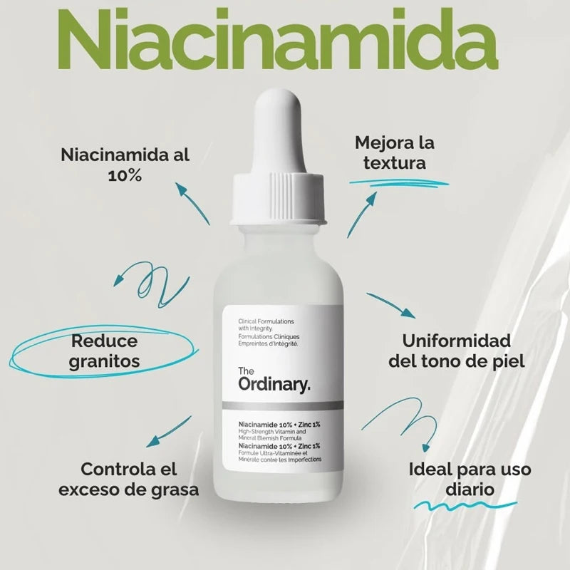 The Ordinary Niacinamide 10% + Zinc 1% Serum 30ml Essence Suitable for Acne-prone Skin Can Smooth Brighten Support The Skin