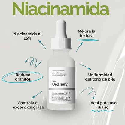 The Ordinary Niacinamide 10% + Zinc 1% Serum 30ml Essence Suitable for Acne-prone Skin Can Smooth Brighten Support The Skin