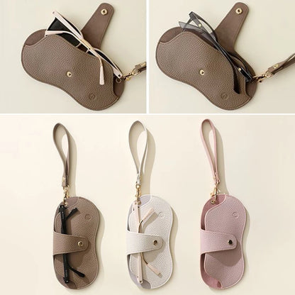 Soft Lychee Pattern PU Leather Glasses Bag Retro Sunglasses Case Portable Myopia Frame Case Simple Eyeglasses Eyewear Storage