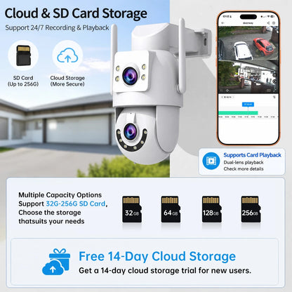 Jooan 4K 8MP HD Wifi PTZ Camera Outdoor 5G Wifi Dual Lens Security IP Cameras 5X Zoom AI Tracking ONVIF CCTV Surveillance Camera