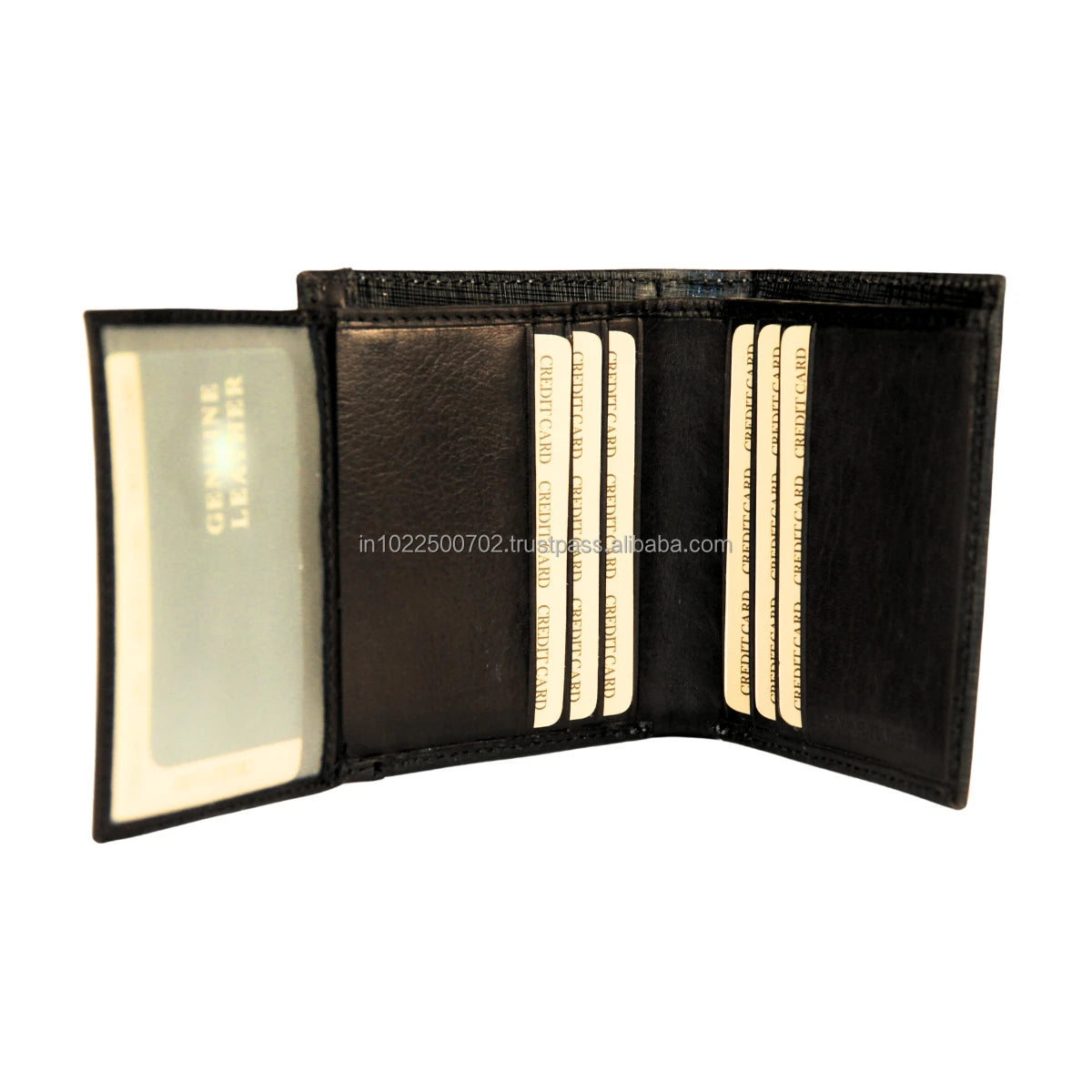 Men's Luxury Short RFID Wallet Genuine Leather with Open Closure Geometric Pattern Custom Logo Card Holder Gift Box Wholesale