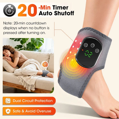 Red Light Ankle Brace 5 Heat Levels 3 Vibration Modes 40 LEDs Infrared Warmth Wrap 1800mAh Rechargeable Ankle Recovery Care