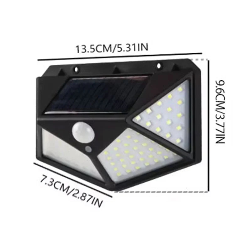 100 LED Solar Wall Lamp Waterproof Motion Sensor Outdoor Garden Lights