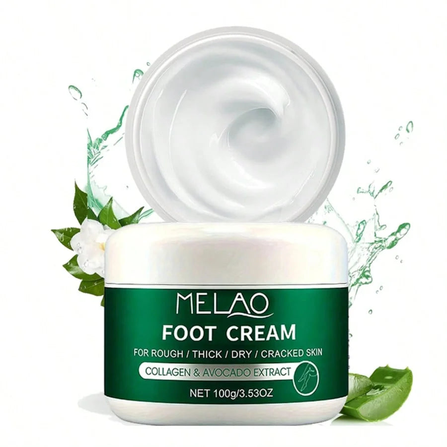 MELAO Collagen Foot Cream for Cracked Heels & Dead Skin -  Avocado Extract Formula Repairs Dry Feet, Softens Rough Skin