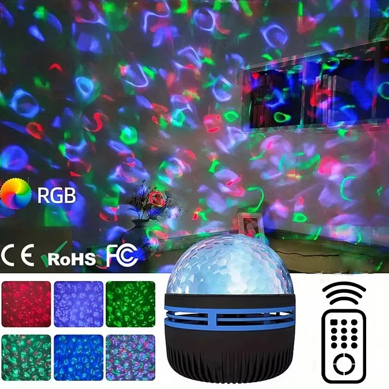 Galaxy Star Projector Night Light 7-Color Water Ripple and Aurora | ৭-রঙের গ্যালাক্সি স্টার প্রজেক্টর নাইট লাইট