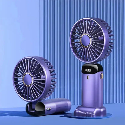 Portable Handheld Personal Rechargeable Fan LED Digital Display 90°Adjustable Rechargeable Fan , 5 Speed Wind Mini Aromatherapy