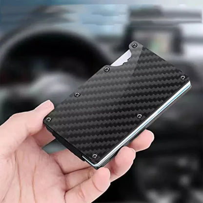 Men's Minimalist Ultra-Thin Carbon Fiber Metal Card Holder Multilingual versionRFIDAnti-theft Credit Card Holder