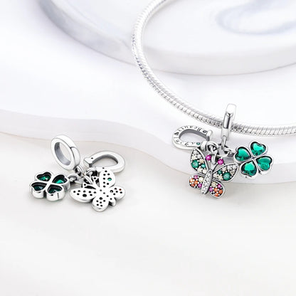 Colorful 925 Silver Plated Butterfly Zircon Charm Bead For Diy Bracelets