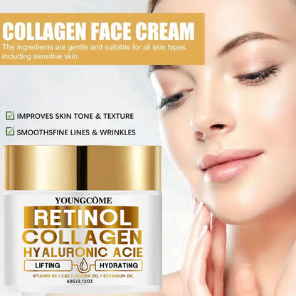 Retinol Face Cream Firming & Smoothing Moisturiser with Collagen & Hyaluronic Acid, Renewing Day Night Cream for Women & Men