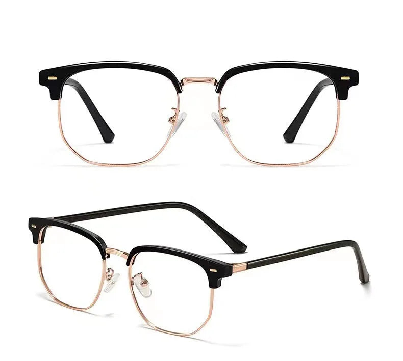 Fashion Unisex Square Plain Glasses for Men Women Metal Frame Glasses Polygon Eyeglasses Gentle Black anti Blue Light Glasses