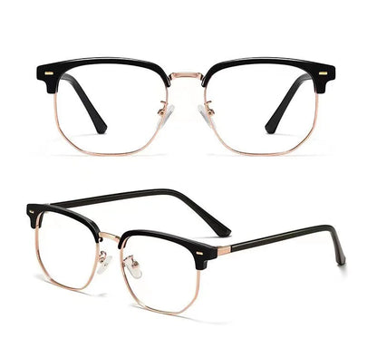 Fashion Unisex Square Plain Glasses for Men Women Metal Frame Glasses Polygon Eyeglasses Gentle Black anti Blue Light Glasses