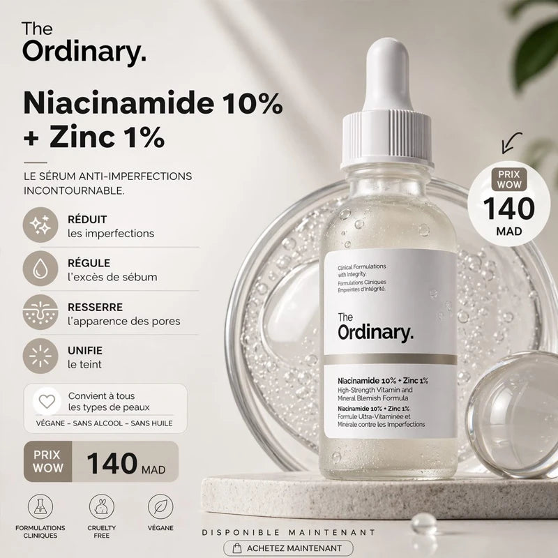 The Ordinary Niacinamide 10% + Zinc 1% Serum 30ml Essence Suitable for Acne-prone Skin Can Smooth Brighten Support The Skin
