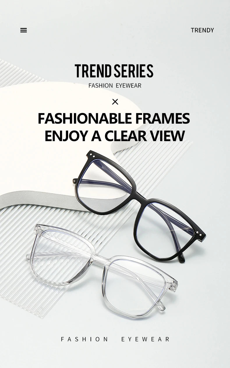 Minimalist Square Blue Light Blocking Glasses Personality Rivets Plain Face Slimming Unisex Clear Glasses 1962