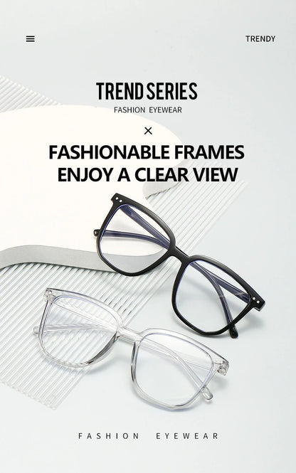 Minimalist Square Blue Light Blocking Glasses Personality Rivets Plain Face Slimming Unisex Clear Glasses 1962