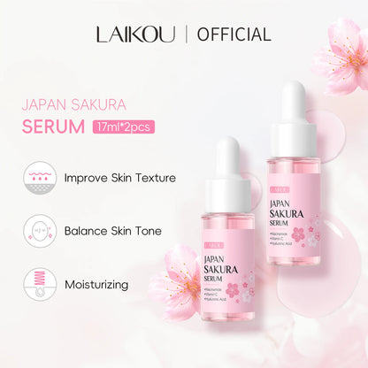 LAIKOU Japan Sakura Serum 17ml Tighten Pores Moisturizing Balance Skin Tone Brightening Facial Essence