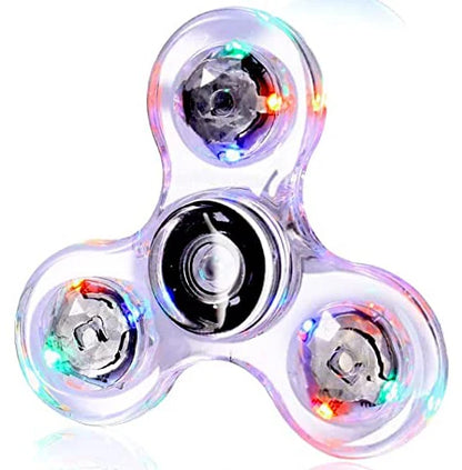 Fidget Spinner Crystal Luminous LED Light Hand Top Spinners Glow in Dark EDC Stress Relief Toys Kinetic Gyroscope for Children