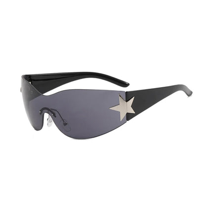 New Women's Rimless Star Decoration Integrated Y2K Hot Girl Style Hip Hop Fashion Sunglasses Beach Party Glasses Men