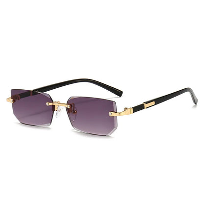 Rimless Sunglasses Rectangle Fashion Popular Women Men Shades Small Square Sun Glasses For Female Male Summer Traveling Glasses
