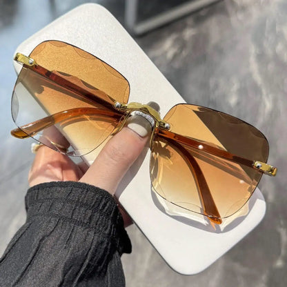 Frameless Sunglasses Y2K Gradient Fashion Korean Hip Pop Anti Ultraviolet Elegant Luxury Outdoor Travel Eyewear Women Unisex