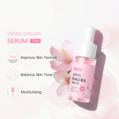 LAIKOU Japan Sakura Serum 17ml Tighten Pores Moisturizing Balance Skin Tone Brightening Facial Essence