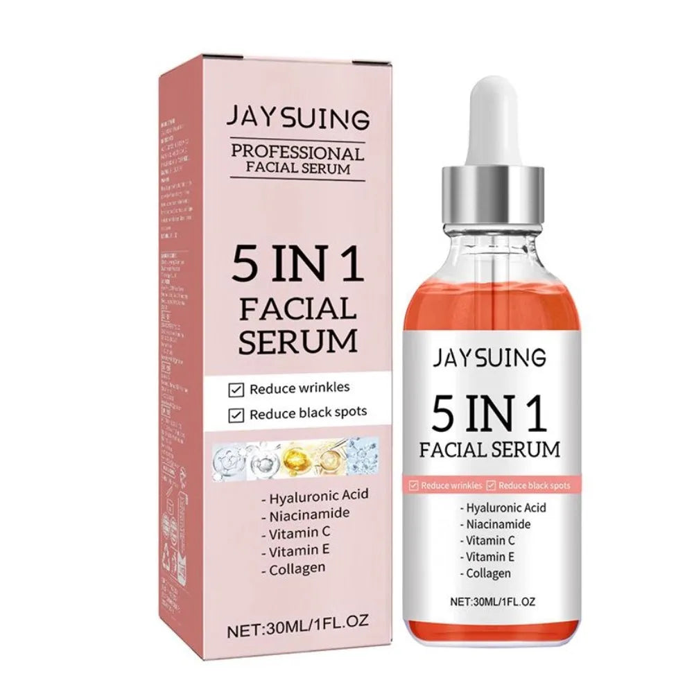 5 In 1 Fade Fine Lines Firming Face Serum Moisturizing Brightening Vitamin C Hyaluronic Acid Facial Serum Shrink Pores Skin Care