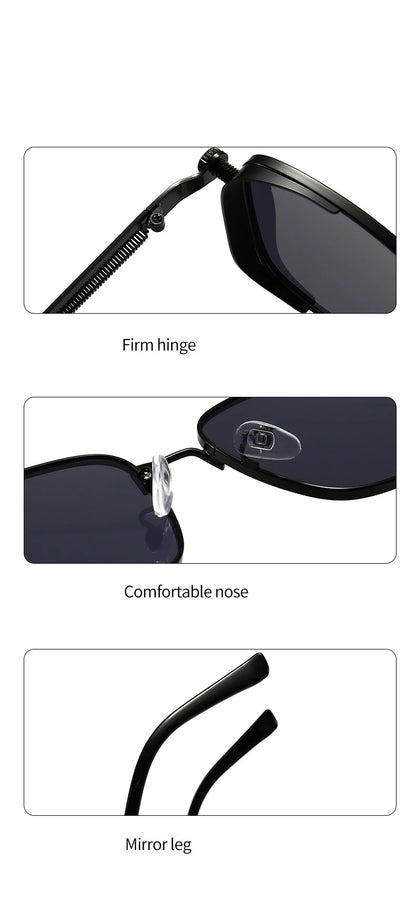 Retro Square-shaped Steampunk Men's Sunglasses With Protection Round Face Metal High-end Style Suitable For Advanced Men 8479