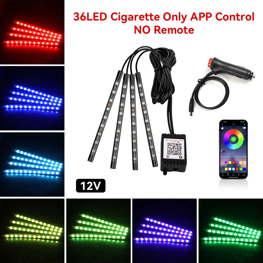 Automotive Ambient Light Foot Interior Modification LED Ambient Light Car USB/Cig Music Atmosphere Decorative Strip Lamp