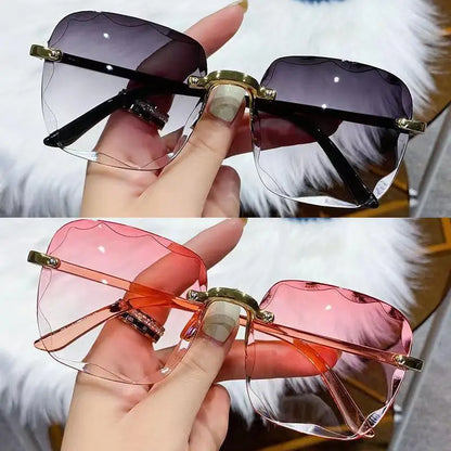 Frameless Sunglasses Y2K Gradient Fashion Korean Hip Pop Anti Ultraviolet Elegant Luxury Outdoor Travel Eyewear Women Unisex