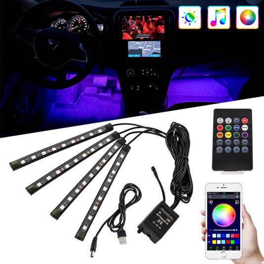 RGB Car Ambient Interior Light Music Sync LED Strip | RGB কার অ্যাম্বিয়েন্ট ইন্টেরিয়র LED লাইট