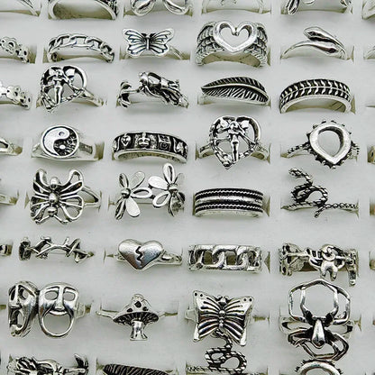 Silver Plated Zinc Alloy Women Rings With Flower Spider Snake Design