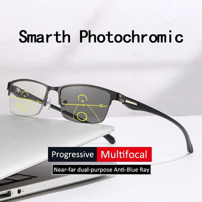 Color-changing Presbyopic Glasses, Automatic Zooming Glasses, Half-frame Glasses, Anti-blue Light Presbyopic Glasses808