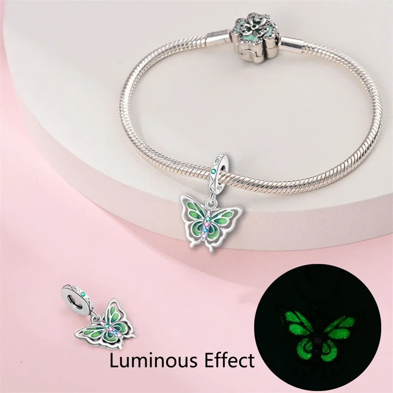 Colorful 925 Silver Plated Butterfly Zircon Charm Bead For Diy Bracelets