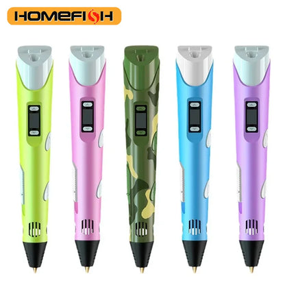 HOMEFISH Electronic 3D Printing Pen with 9M PLA Consumables High-Temperature 3D Graffiti Tool Intelligent Toy Gift