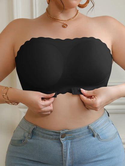 Plus Size Strapless Push Up Bra Wireless Bandeau Front Closure Lingerie Seamless No Underwire Comfort Lift for Womens 0XL to 5XL