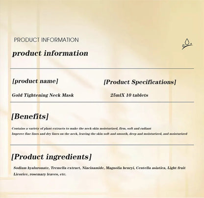 Gold Firming Neck Mask Moisturizing Nourishing Brightening Hydrating Neck skincare Masks Beauty Necks Skin Care Products