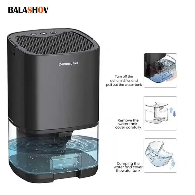 Portable Quiet Air Dehumidifier Moisture Absorber For Bedroom Kitchen Office