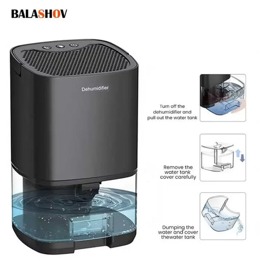Portable Quiet Air Dehumidifier Moisture Absorber For Bedroom Kitchen Office