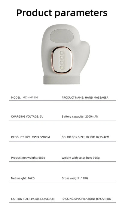 Professional Hand Massager Finger Wrist Palm Relaxation Device with Airbag Compression Kneading for Improves Hand Health