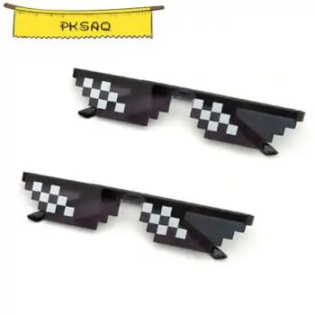2Pcs Mosaic Sunglasses Cool Party Vintage Shades Eyewear For Men Pixelated Sunglasses Funny Women Glasses