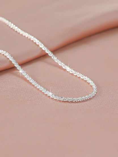 Fashion Simple Sparkling Necklace For Women Silver Color Clavicle Chain Choker Necklace Female Korean Wedding Party Jewelry Gift
